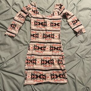 Charlotte Russe Pink and Black Geometric Mini Dress